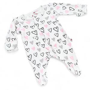 E=mc² Easy Magnetic Close Footed Sleeper Baby Hearts Print Gift Preemie < 5 lbs